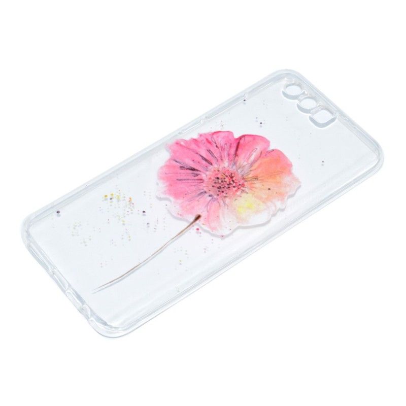 Cover Hoesje Honor 9 Telefoonhoesje Transparante Aquarel Klaproos