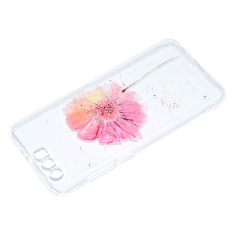 Cover Hoesje Honor 9 Telefoonhoesje Transparante Aquarel Klaproos