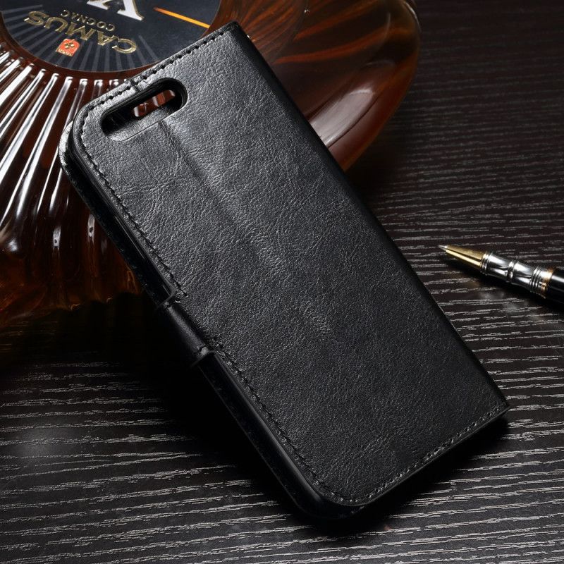 Flip Case Leren Honor 9 Zwart Leereffect Textuur