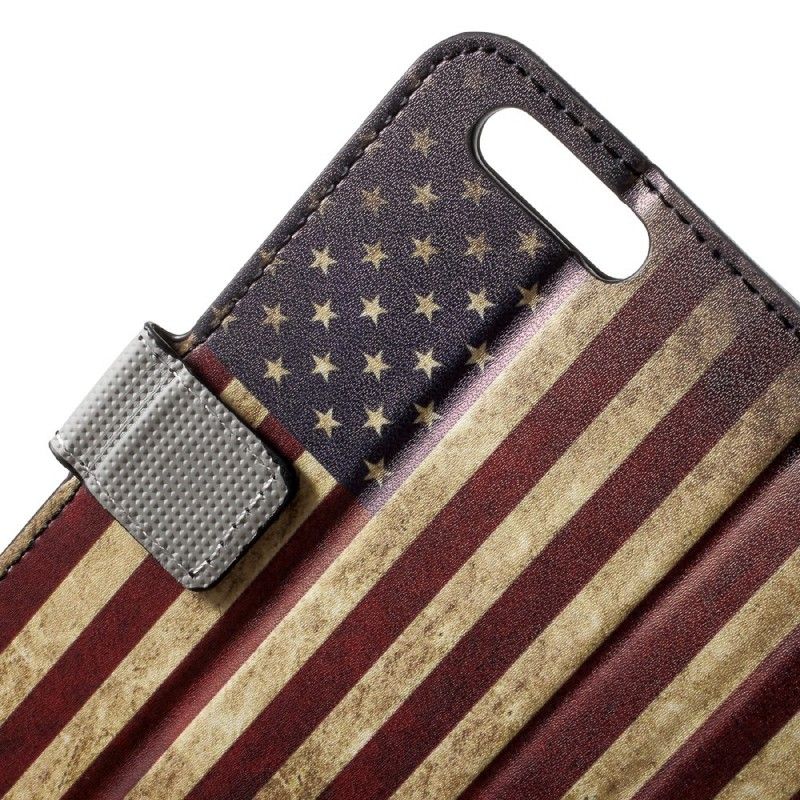 Leren Hoesje voor Honor 9 Usa Vlag