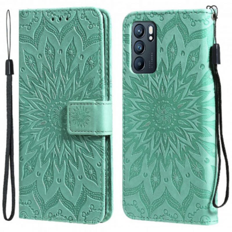 Flip Case Leren Oppo Reno 6 5g Zonnebloem