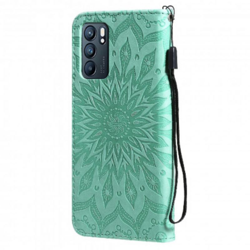 Flip Case Leren Oppo Reno 6 5g Zonnebloem