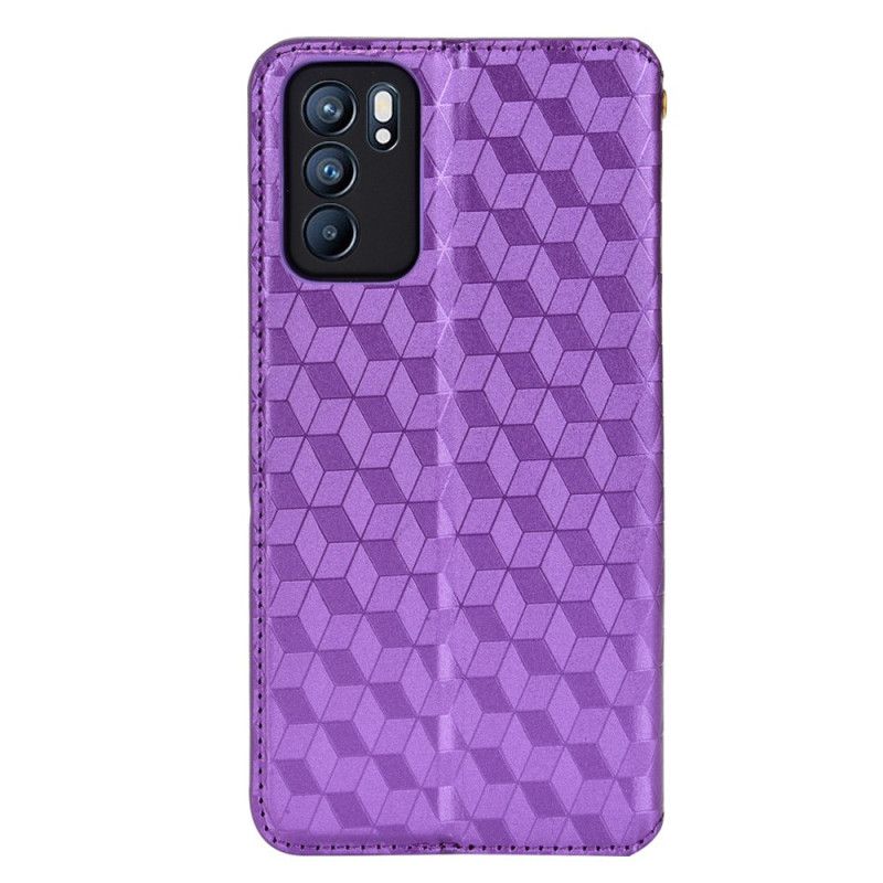 Folio-hoesje Oppo Reno 6 5g 3d Diamanten Leereffect Bescherming Hoesje