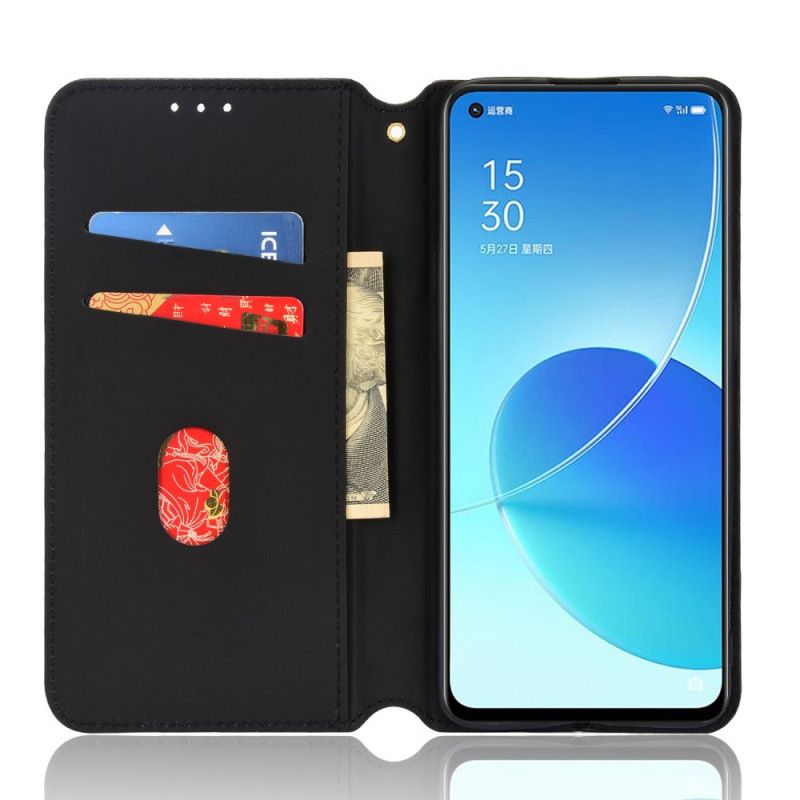 Folio-hoesje Oppo Reno 6 5g 3d Diamanten Leereffect Bescherming Hoesje