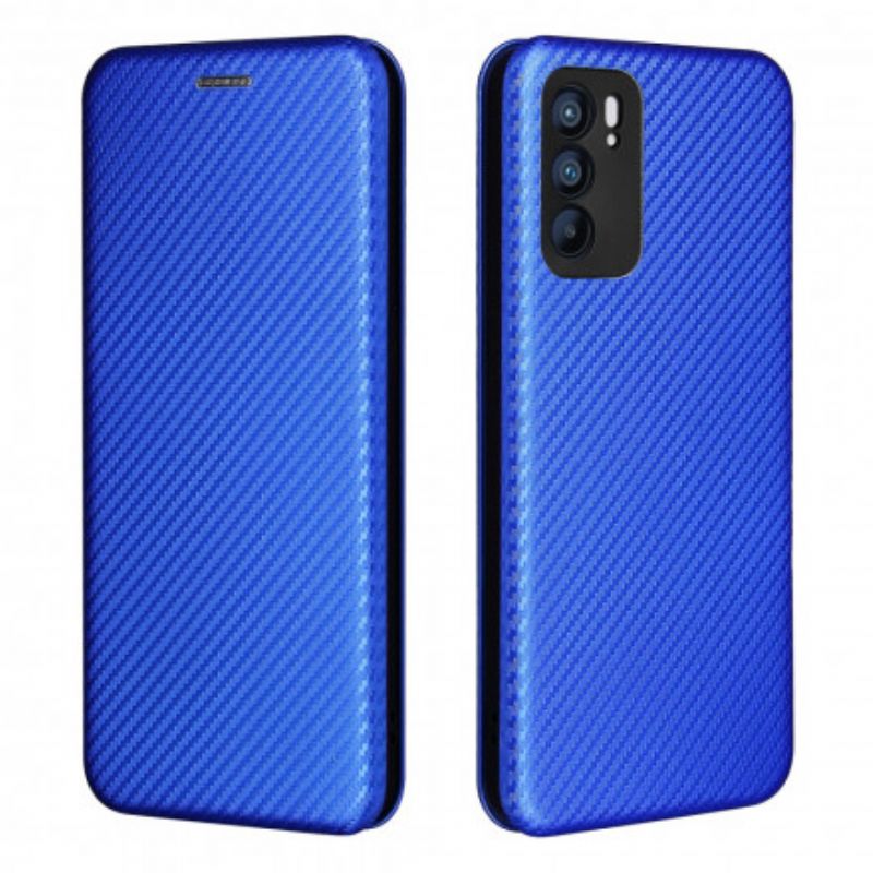 Folio-hoesje Oppo Reno 6 5g Gekleurde Carbon Silicone Bescherming Hoesje