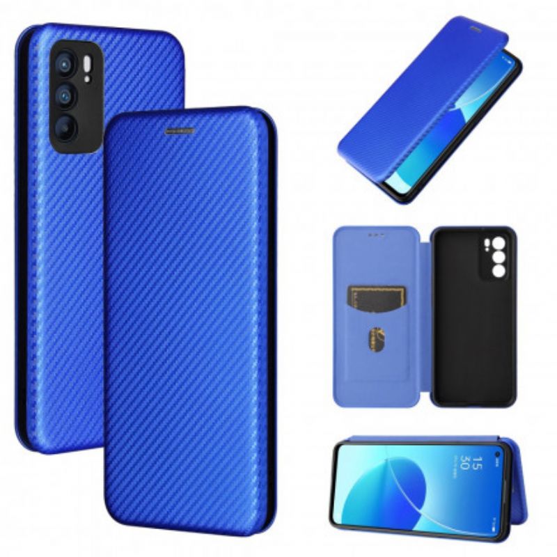 Folio-hoesje Oppo Reno 6 5g Gekleurde Carbon Silicone Bescherming Hoesje