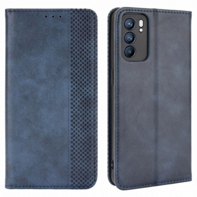 Folio-hoesje Oppo Reno 6 5g Gestileerd Vintage Leereffect