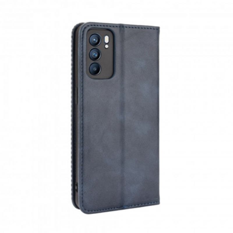 Folio-hoesje Oppo Reno 6 5g Gestileerd Vintage Leereffect