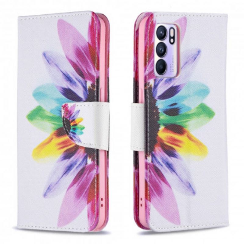 Folio-hoesje Oppo Reno 6 5g Telefoonhoesje Bloem Aquarel