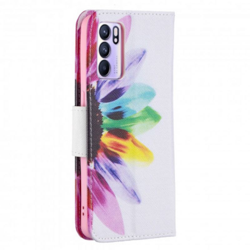 Folio-hoesje Oppo Reno 6 5g Telefoonhoesje Bloem Aquarel