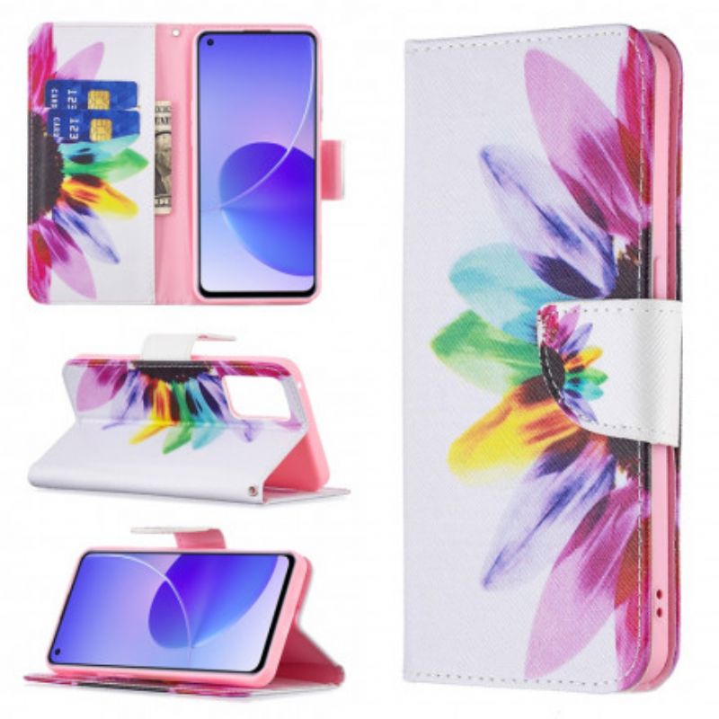 Folio-hoesje Oppo Reno 6 5g Telefoonhoesje Bloem Aquarel