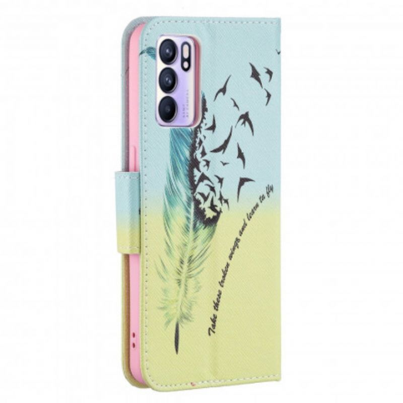 Leren Hoesje Oppo Reno 6 5g Leer Vliegen Bescherming Hoesje