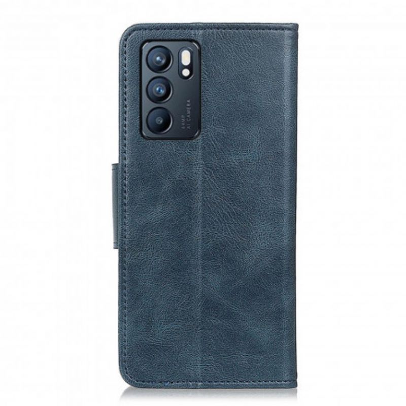 Leren Hoesje Oppo Reno 6 5g Omkeerbare Sluiting Met Leereffect