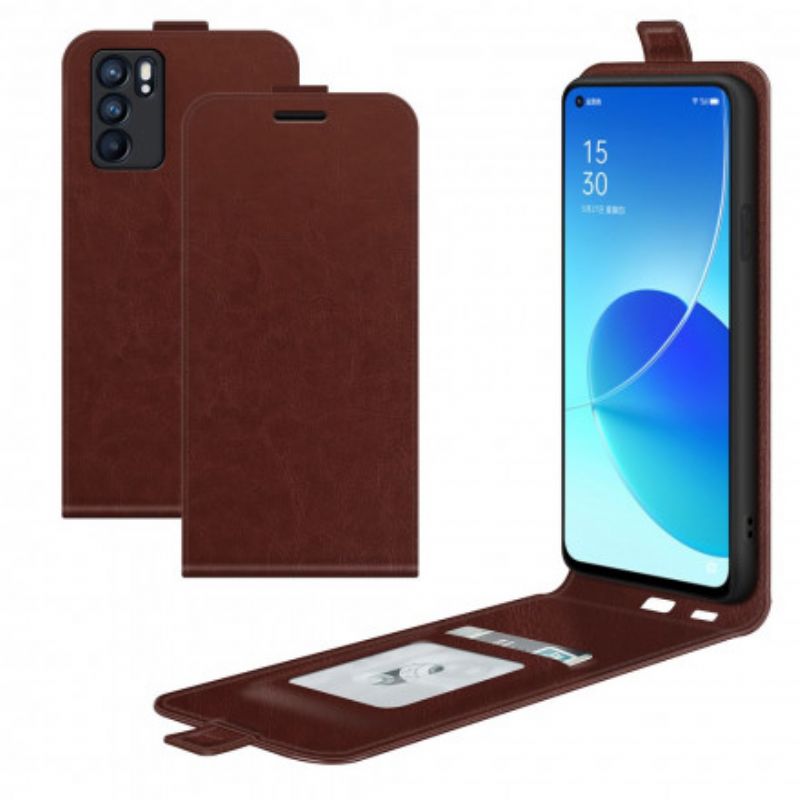 Leren Hoesje Oppo Reno 6 5g Verticaal Leereffect Met Flap Bescherming Hoesje