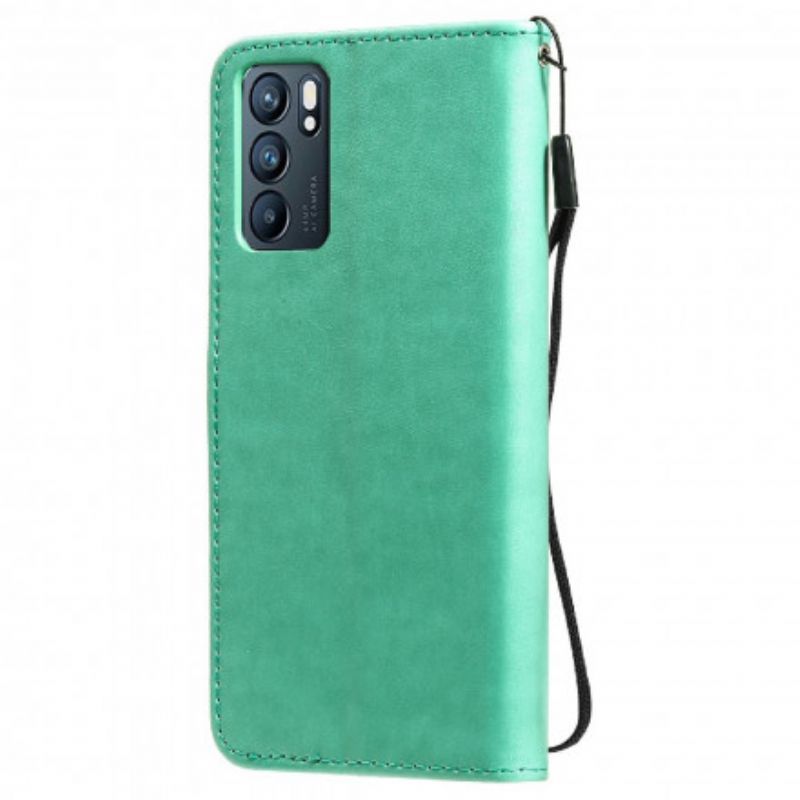 Leren Hoesje Voor Oppo Reno 6 5g Cat And Bee String