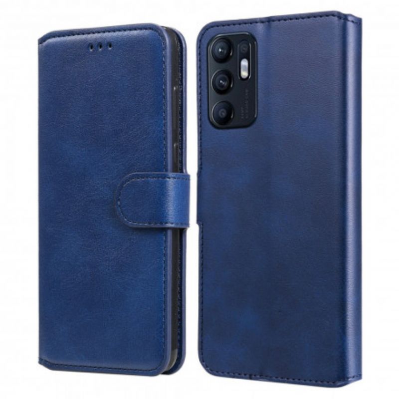 Leren Hoesje Voor Oppo Reno 6 5g Effen Kleur