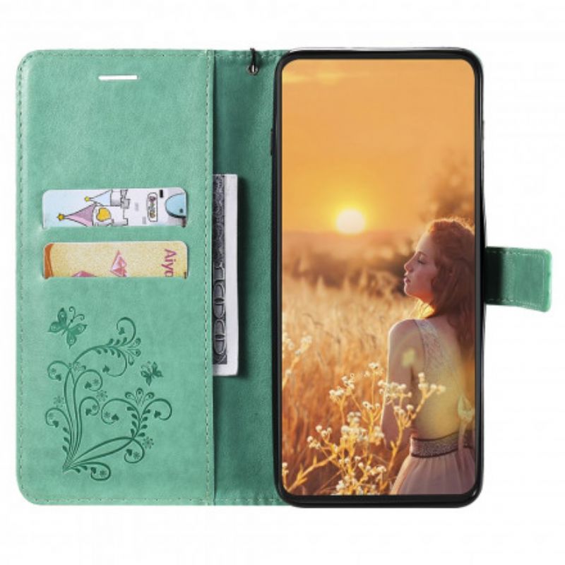 Leren Hoesje Voor Oppo Reno 6 5g Grote Stringvlinders