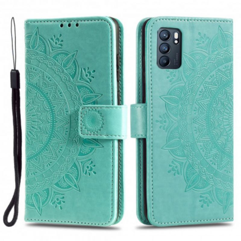 Leren Hoesje Voor Oppo Reno 6 5g Mandala Zon