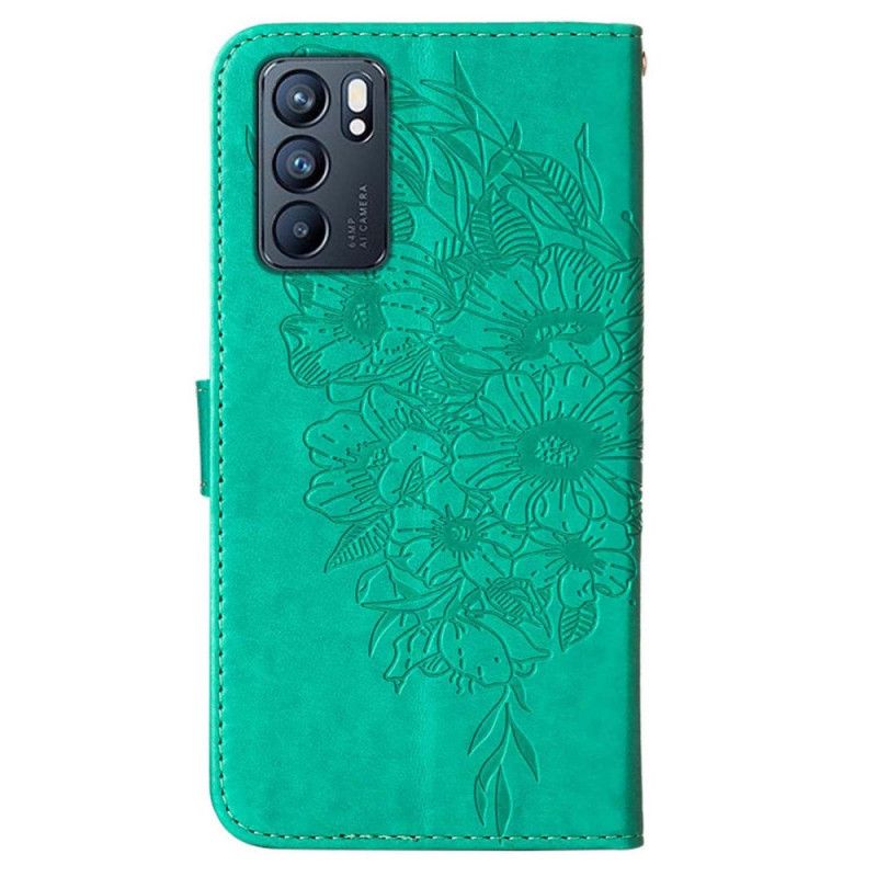 Leren Hoesje Voor Oppo Reno 6 5g Vlinderontwerp