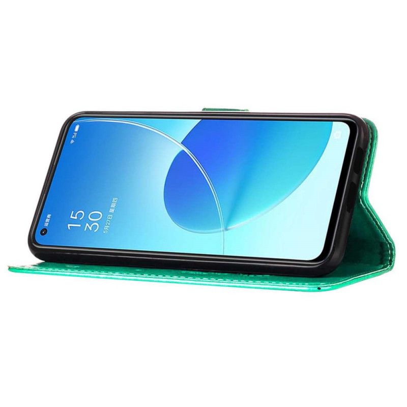 Leren Hoesje Voor Oppo Reno 6 5g Vlinderontwerp