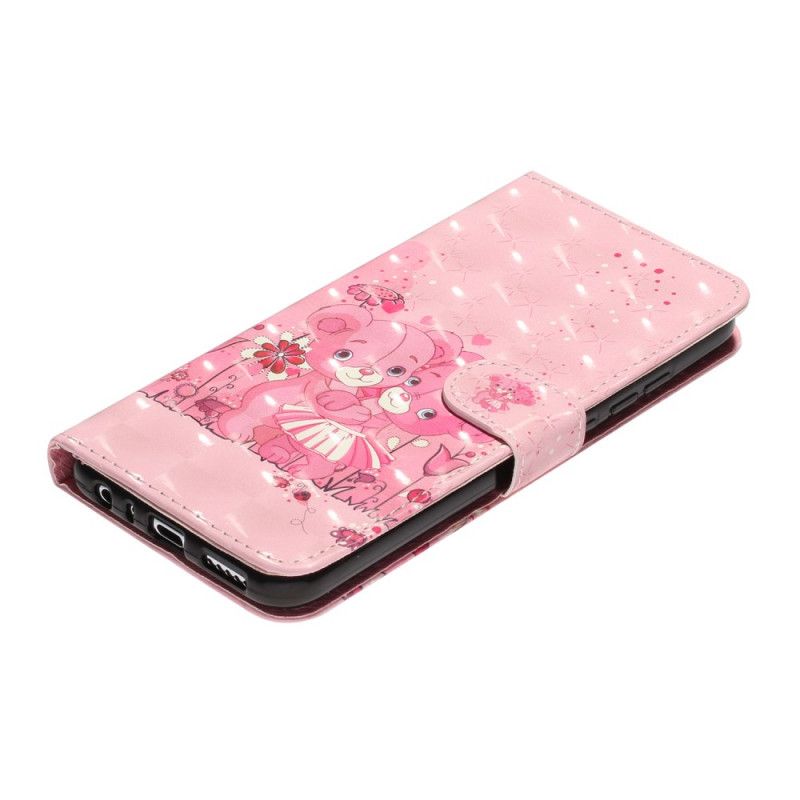 Bescherming Hoesje Xiaomi Redmi Note 8T Telefoonhoesje Teddyberen Lichte Vlekjes Met Riempje