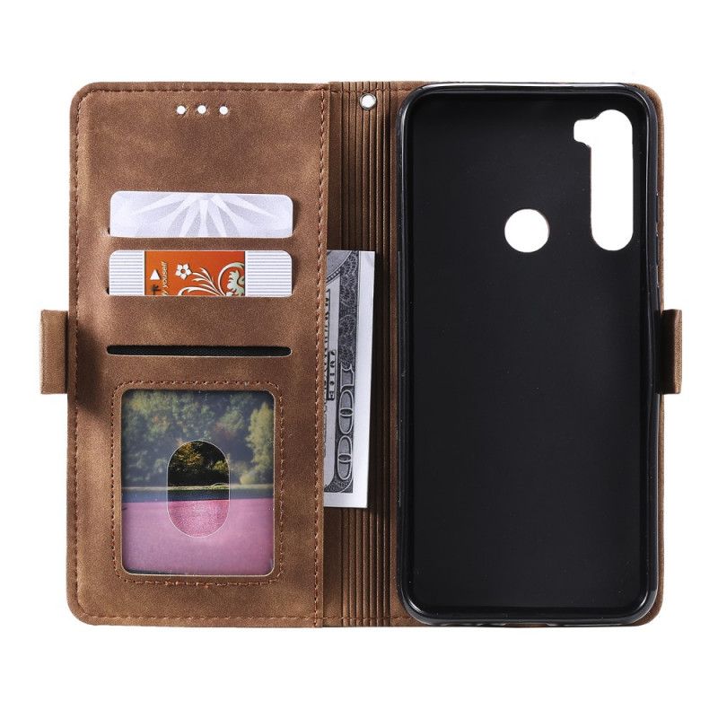 Cover Folio-hoesje Xiaomi Redmi Note 8T Grijs Zwart Telefoonhoesje Tweekleurig Kunstleer Met Versterkte Contouren