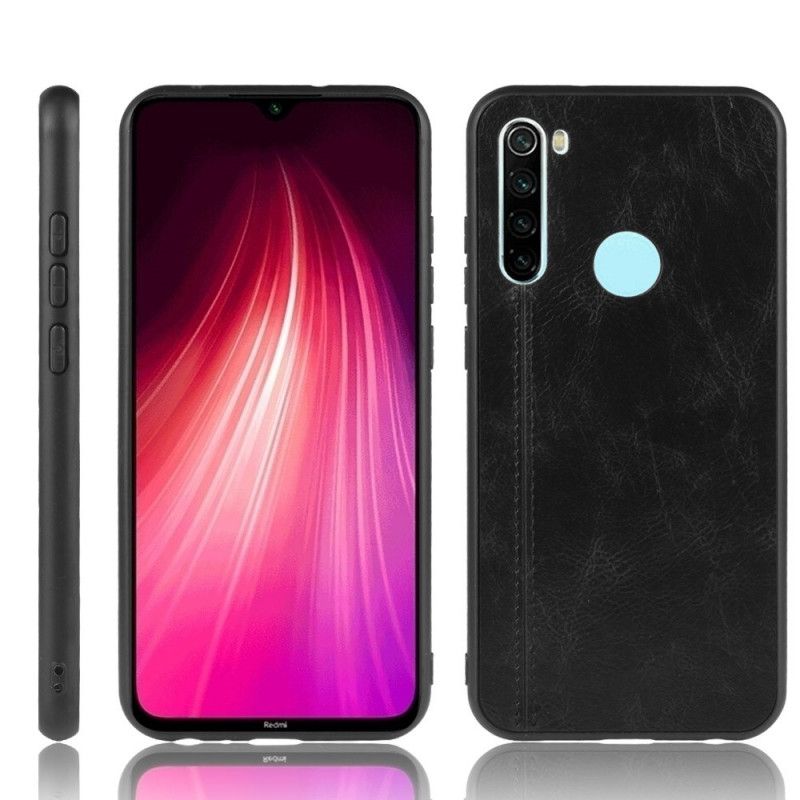 Cover Hoesje Xiaomi Redmi Note 8T Rood Zwart Telefoonhoesje Gestikt Leereffect