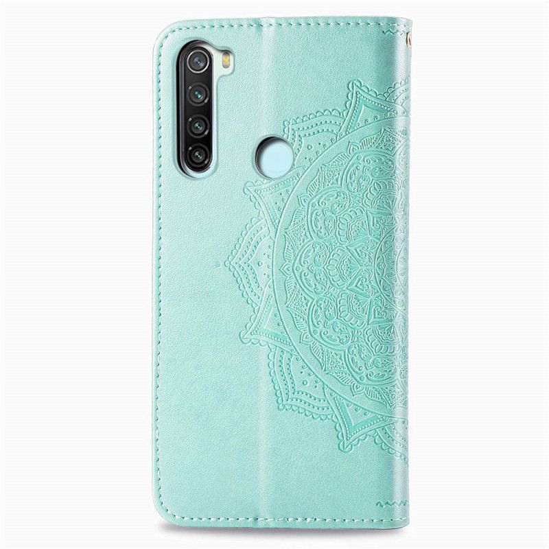 Flip Case Leren Xiaomi Redmi Note 8T Grijs Zwart Mandala Van Middelbare Leeftijd