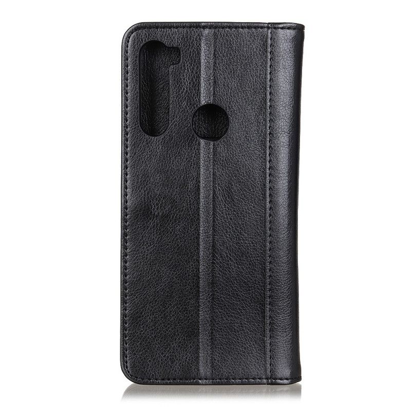 Folio-hoesje voor Xiaomi Redmi Note 8T Donkerblauw Zwart Versie Van Split Lychee Leer