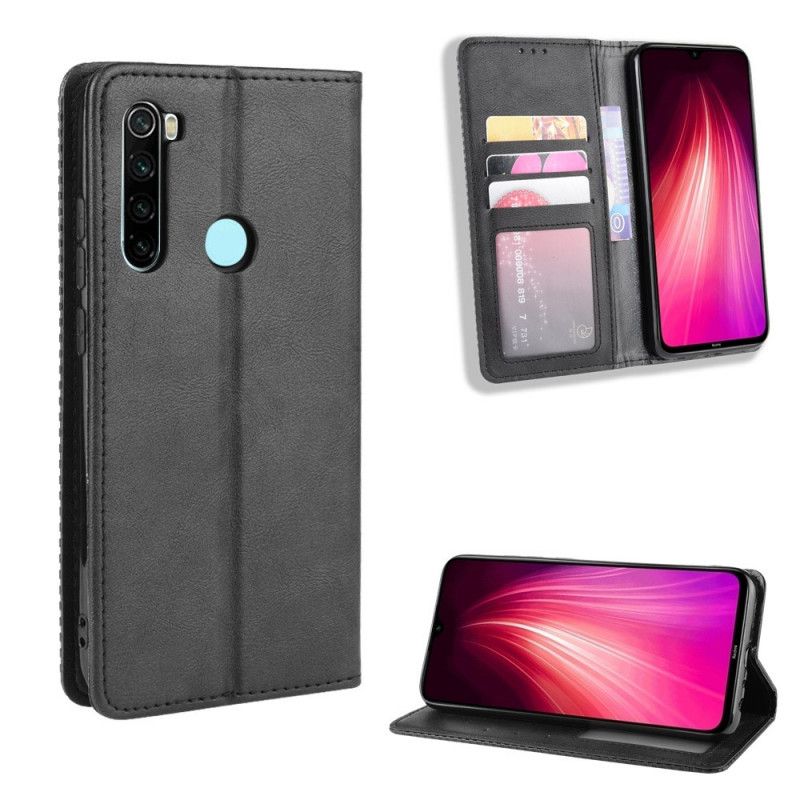 Folio-hoesje Xiaomi Redmi Note 8T Rood Zwart Gestileerd Vintage Leereffect