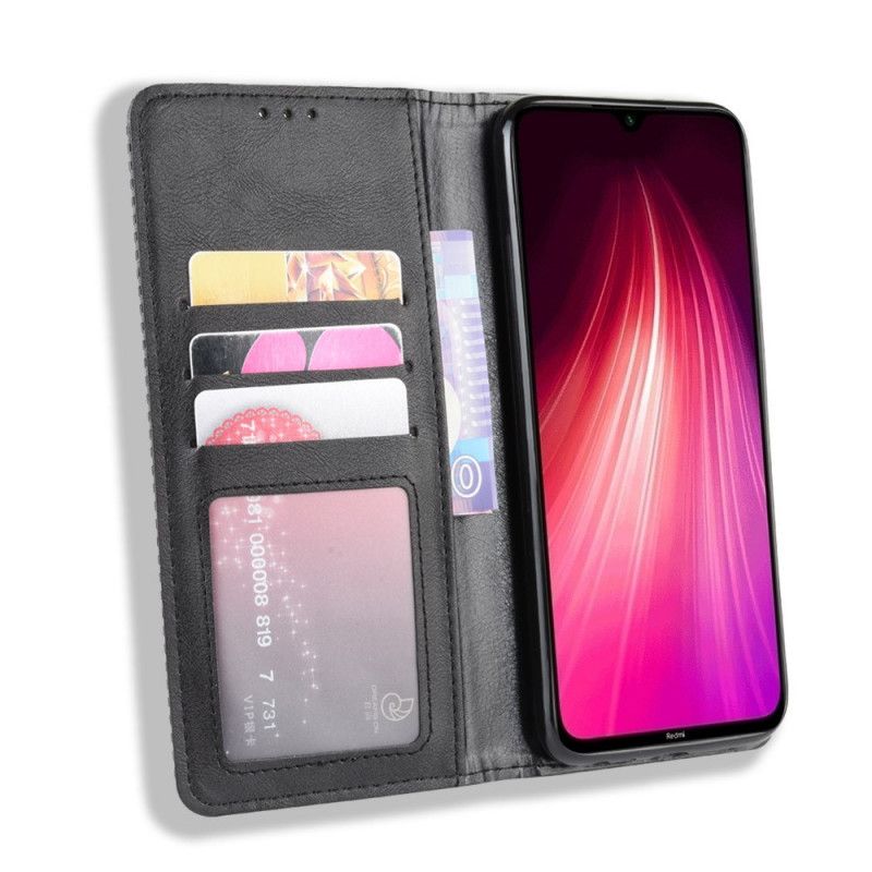 Folio-hoesje Xiaomi Redmi Note 8T Rood Zwart Gestileerd Vintage Leereffect