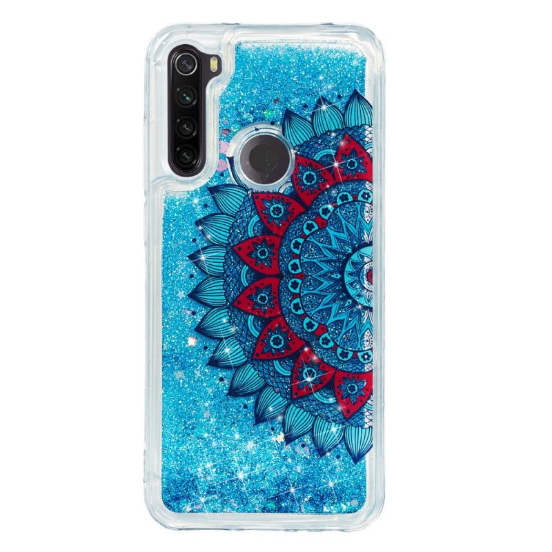 Hoesje voor Xiaomi Redmi Note 8T Lichtblauw Donkerblauw Glitter Mandala