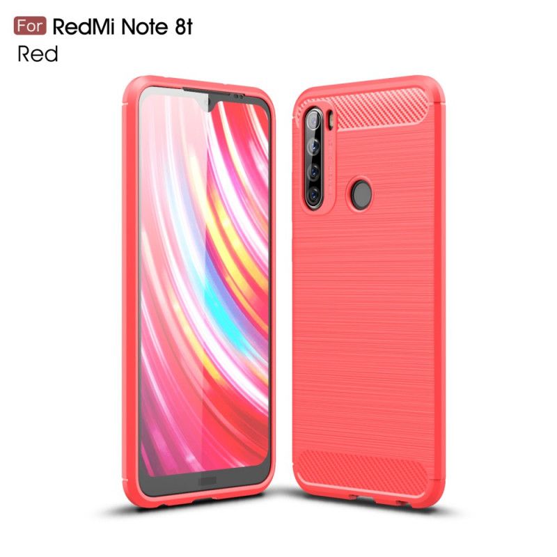 Hoesje voor Xiaomi Redmi Note 8T Rood Zwart Geborsteld Koolstofvezel