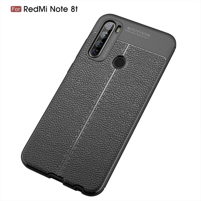 Hoesje Xiaomi Redmi Note 8T Rood Zwart Dubbellijns Lychee Leereffect