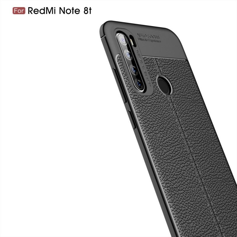 Hoesje Xiaomi Redmi Note 8T Rood Zwart Dubbellijns Lychee Leereffect