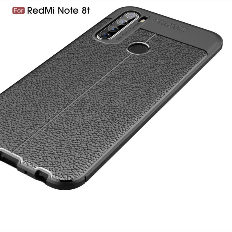 Hoesje Xiaomi Redmi Note 8T Rood Zwart Dubbellijns Lychee Leereffect