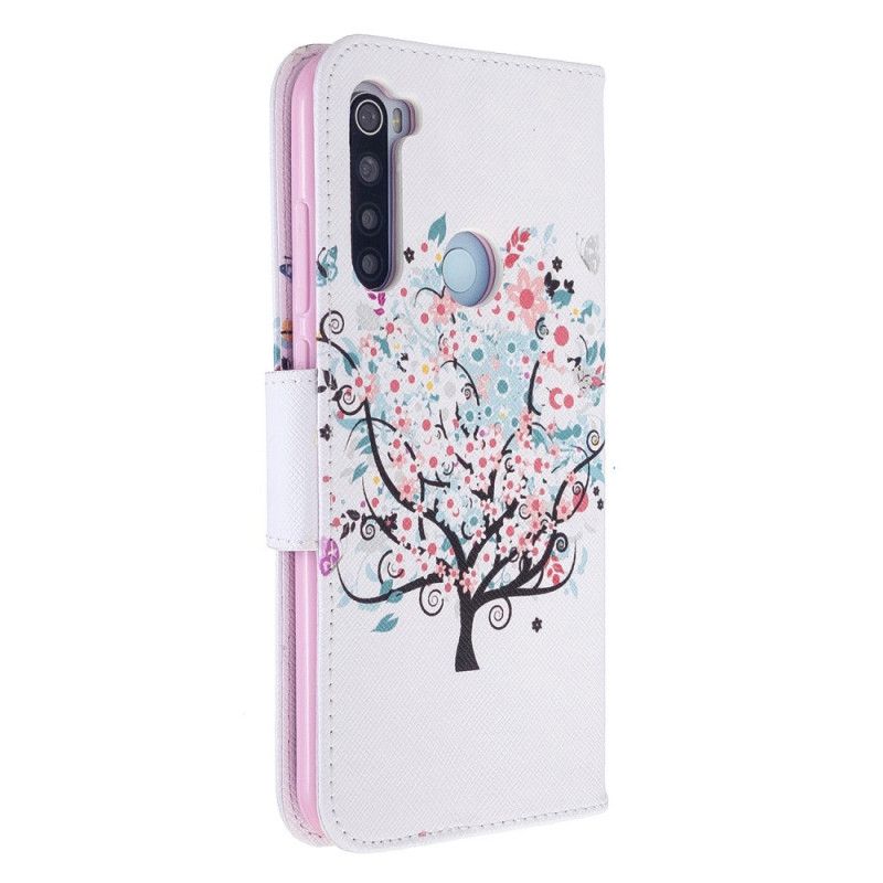 Leren Hoesje voor Xiaomi Redmi Note 8T Bloemrijke Boom