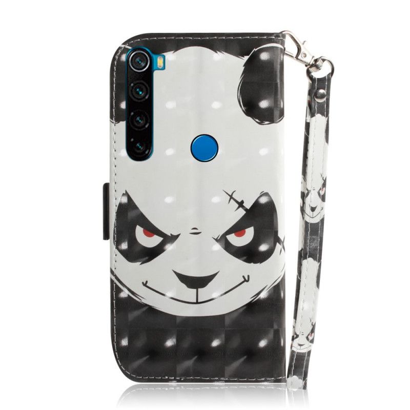 Leren Hoesje voor Xiaomi Redmi Note 8T Boze Panda Met String