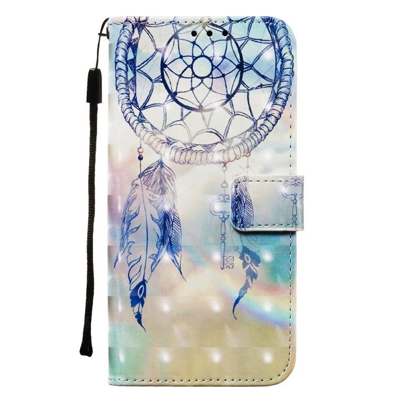 Leren Hoesje voor Xiaomi Redmi Note 8T Donkerrood Beige Aquarel Dromenvanger