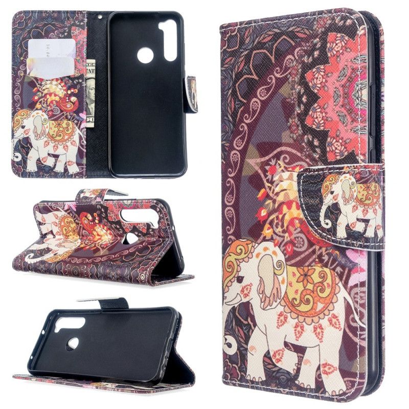 Leren Hoesje voor Xiaomi Redmi Note 8T Indische Olifanten