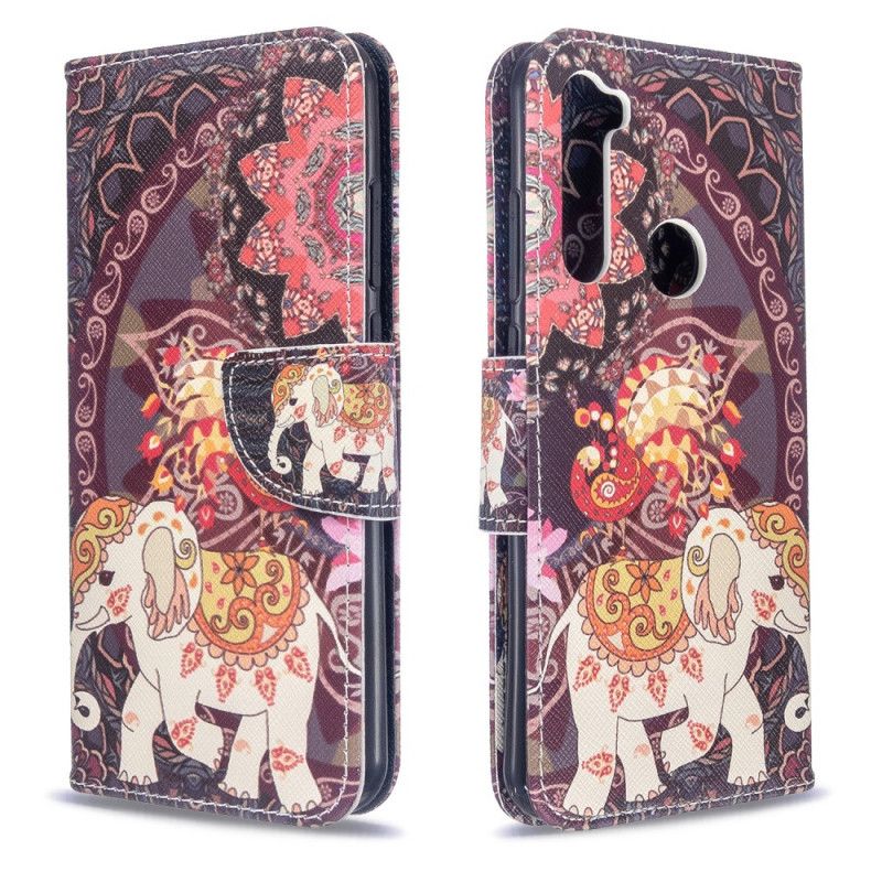 Leren Hoesje voor Xiaomi Redmi Note 8T Indische Olifanten