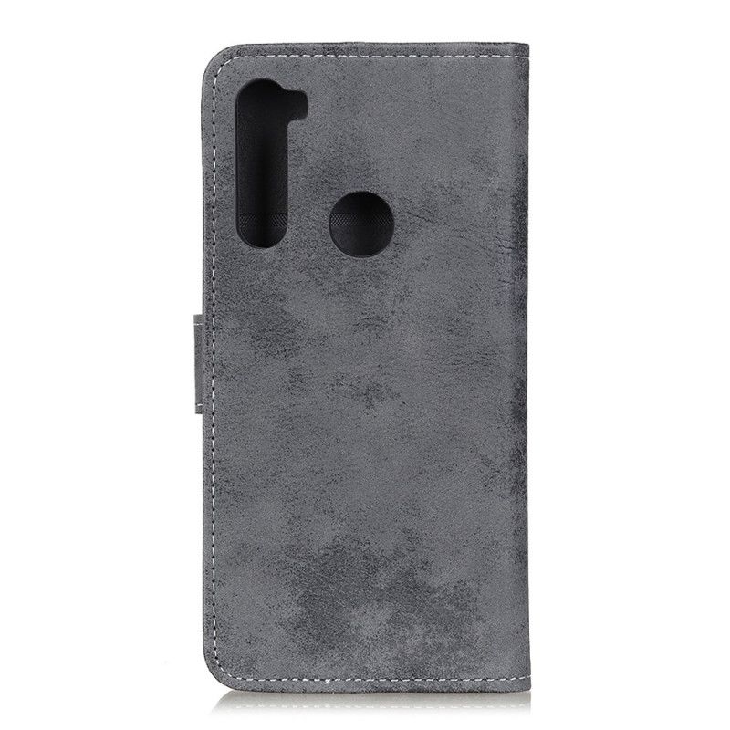 Leren Hoesje voor Xiaomi Redmi Note 8T Magenta Grijs Vintage Kunstleer