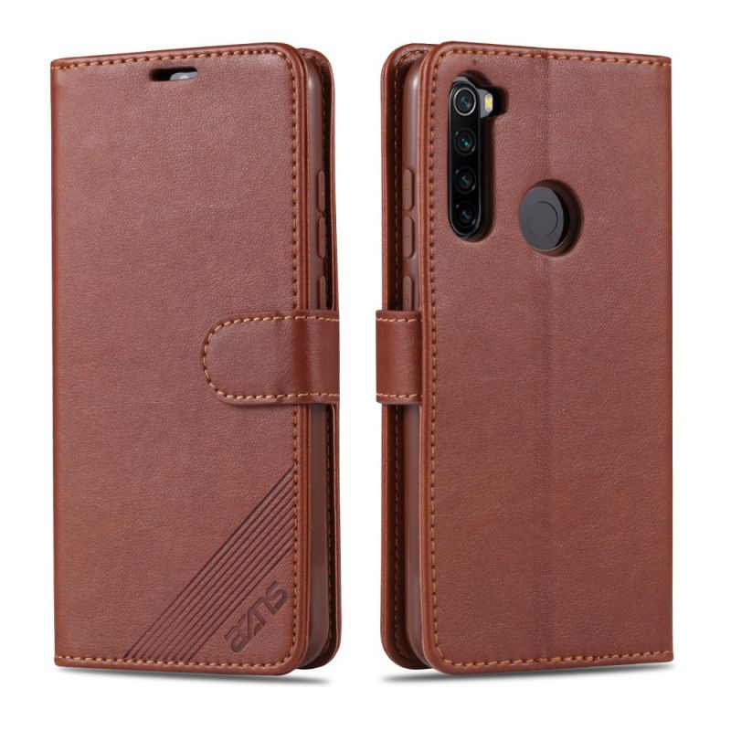 Leren Hoesje voor Xiaomi Redmi Note 8T Magenta Zwart Kunstleer Azns