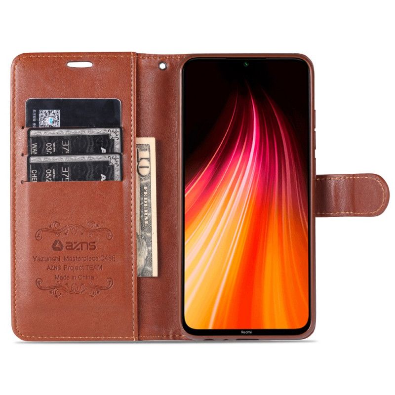 Leren Hoesje voor Xiaomi Redmi Note 8T Magenta Zwart Kunstleer Azns