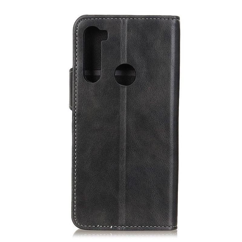 Leren Hoesje voor Xiaomi Redmi Note 8T Rood Zwart Artistiek Knopen Aannaaien