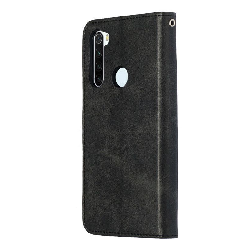 Leren Hoesje voor Xiaomi Redmi Note 8T Rood Zwart Vintage Portemonnee