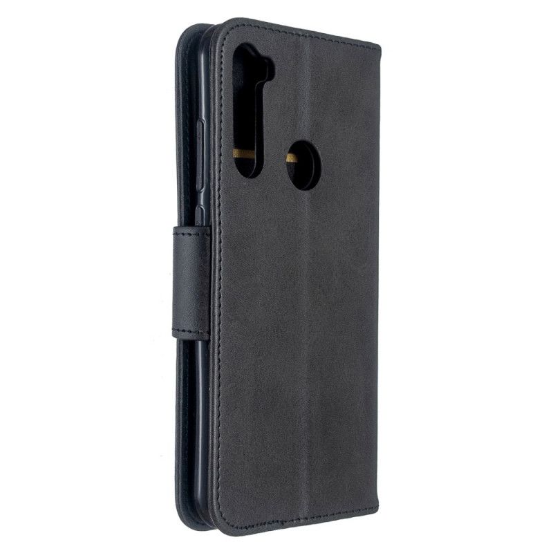 Leren Hoesje Xiaomi Redmi Note 8T Grijs Zwart Telefoonhoesje Gladde Schuine Klep