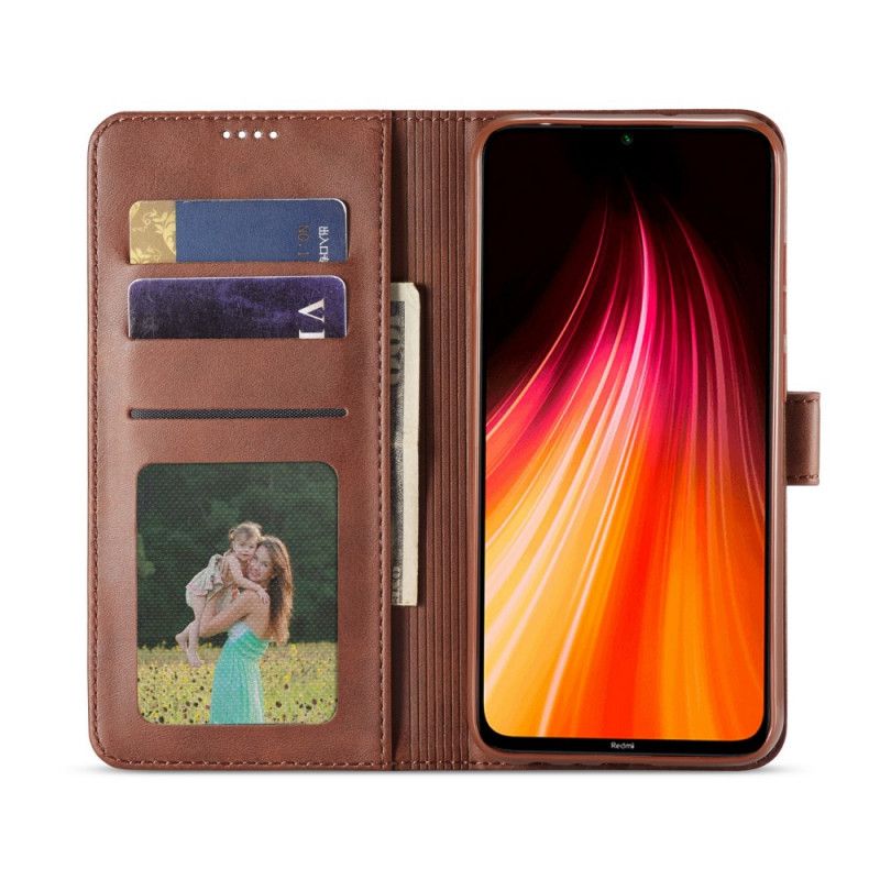 Leren Hoesje Xiaomi Redmi Note 8T Grijs Zwart Telefoonhoesje Lc.Imeeke Leereffect