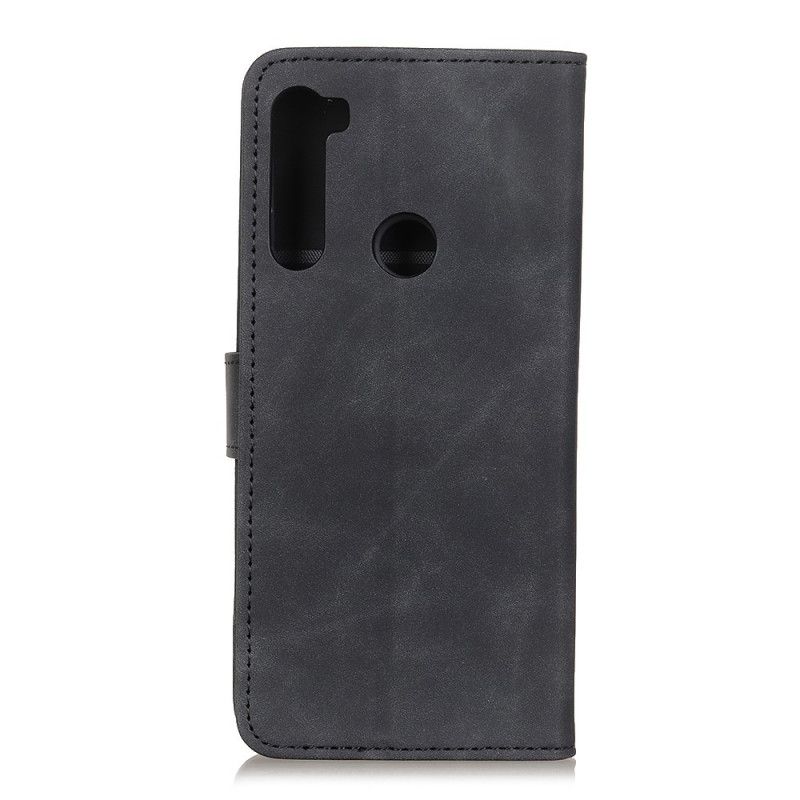 Leren Hoesje Xiaomi Redmi Note 8T Rood Zwart Telefoonhoesje Vintage Khazneh Leereffect Mat