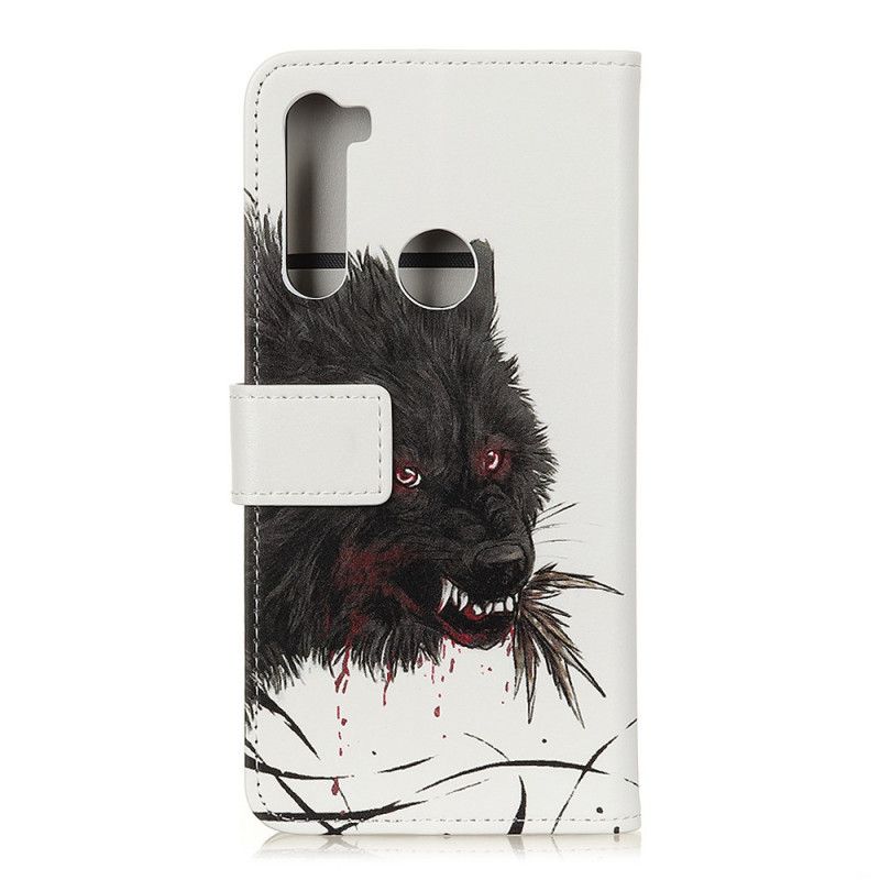 Leren Hoesje Xiaomi Redmi Note 8T Telefoonhoesje Hongerige Wolf